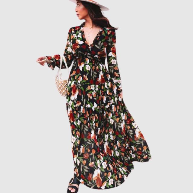 Elegant Floral Chiffon Maxi Dress for a Stylish June Look