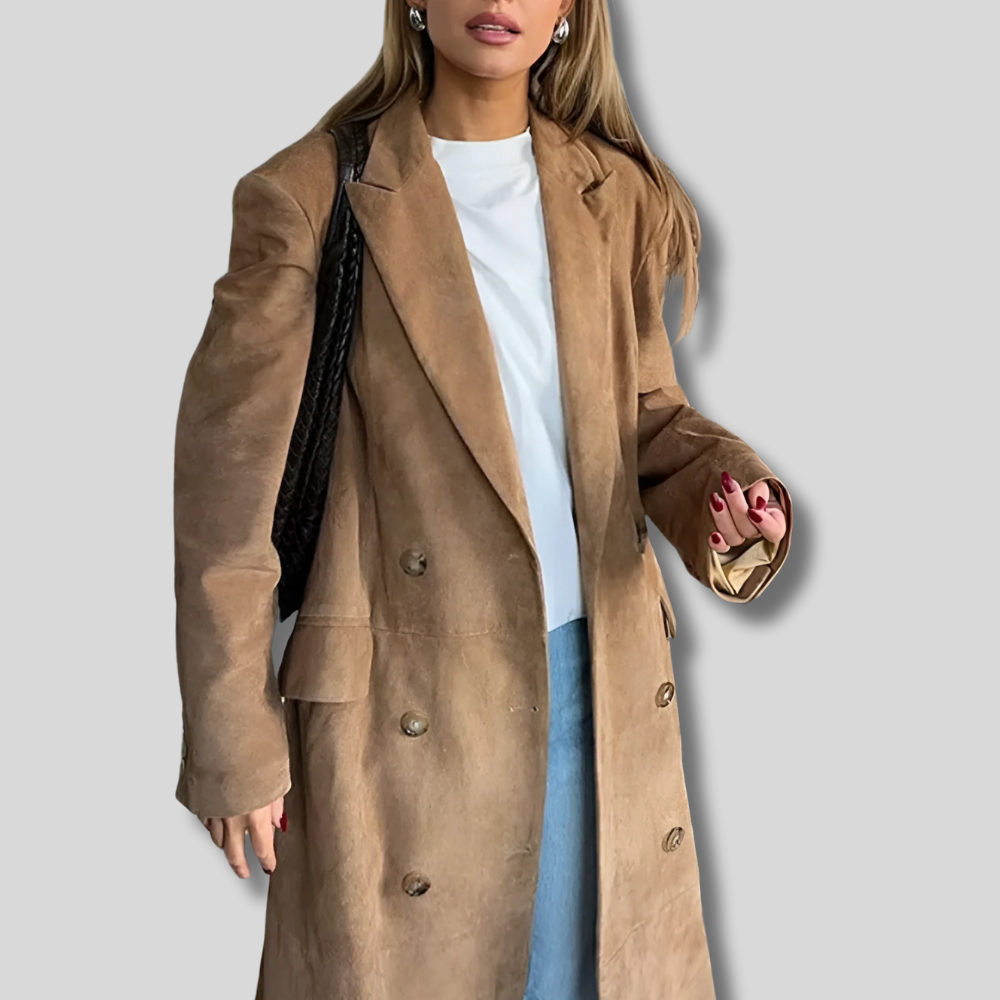 Maya - Luxurious Suede Long Coat for Women
