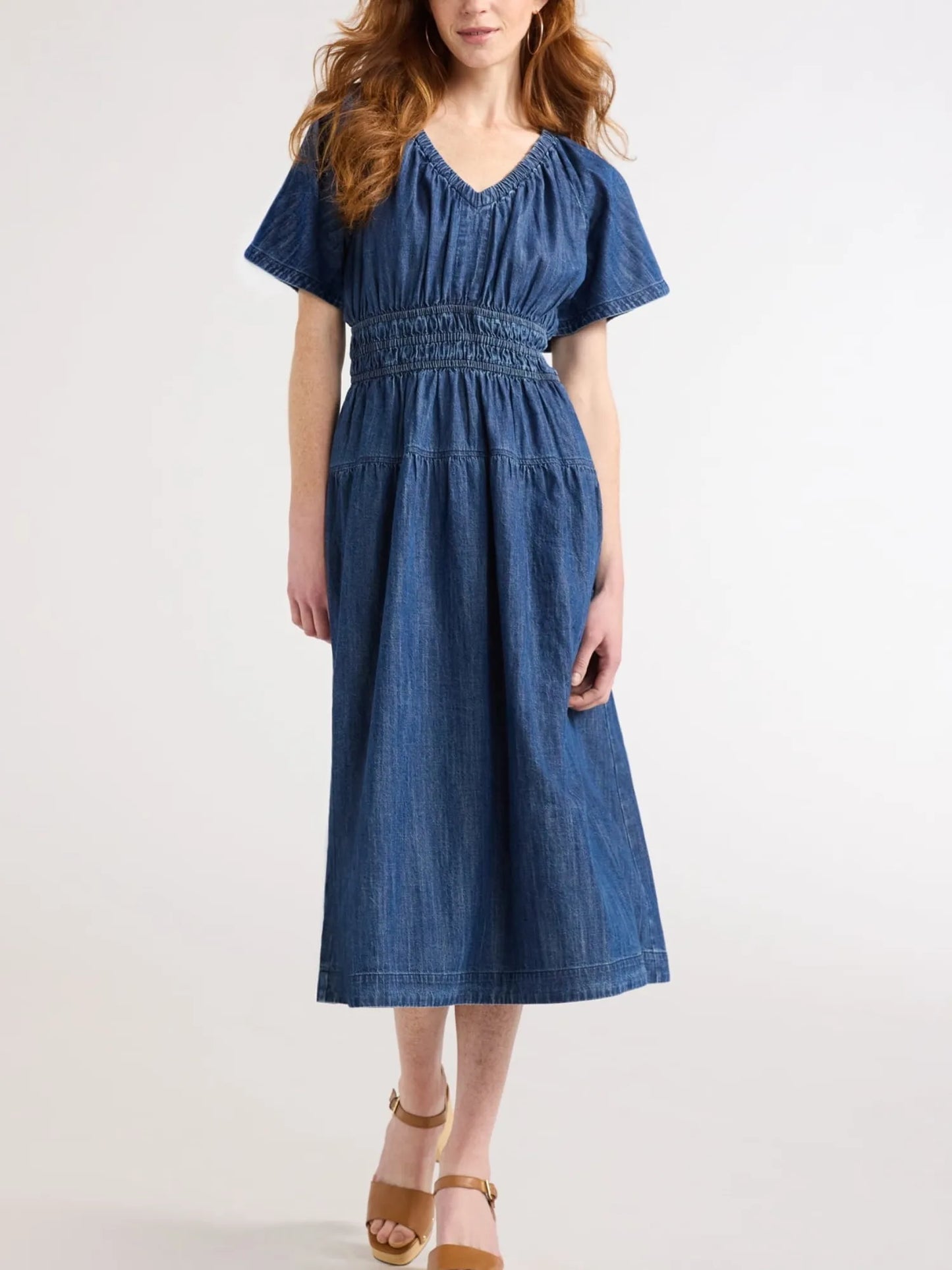 Denivie® – Women's Lightweight Denim Tiered Midi Dress