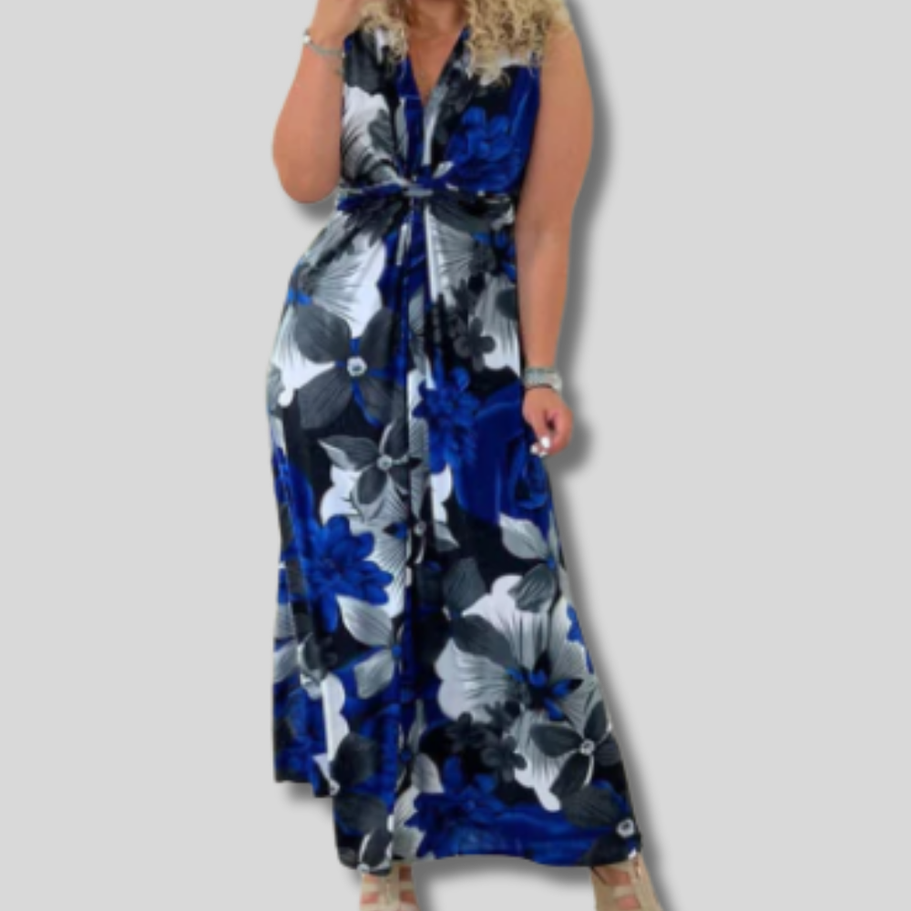Floral Elegance - Women’s Sleeveless Maxi Dress - Perfect Summer Outfit