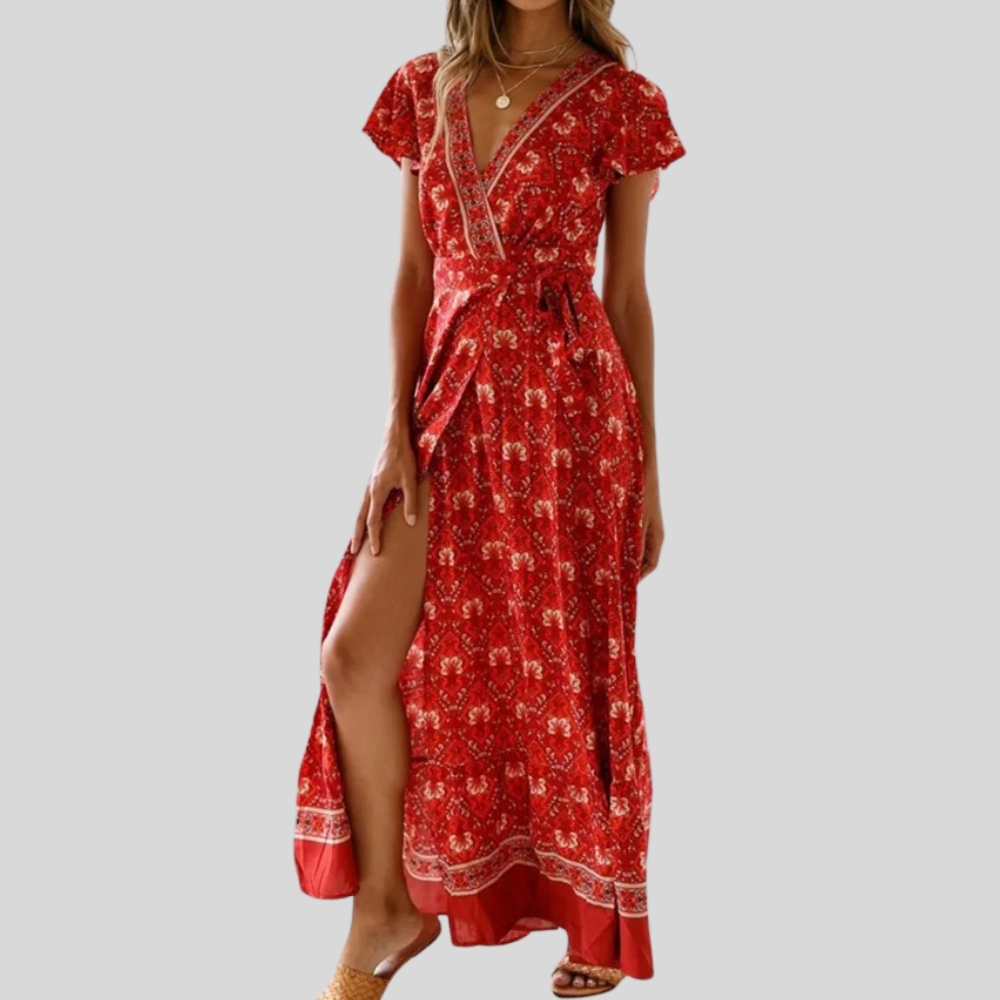 Corinne - Elegant Women's Maxi Dress with Flattering Slit Detail