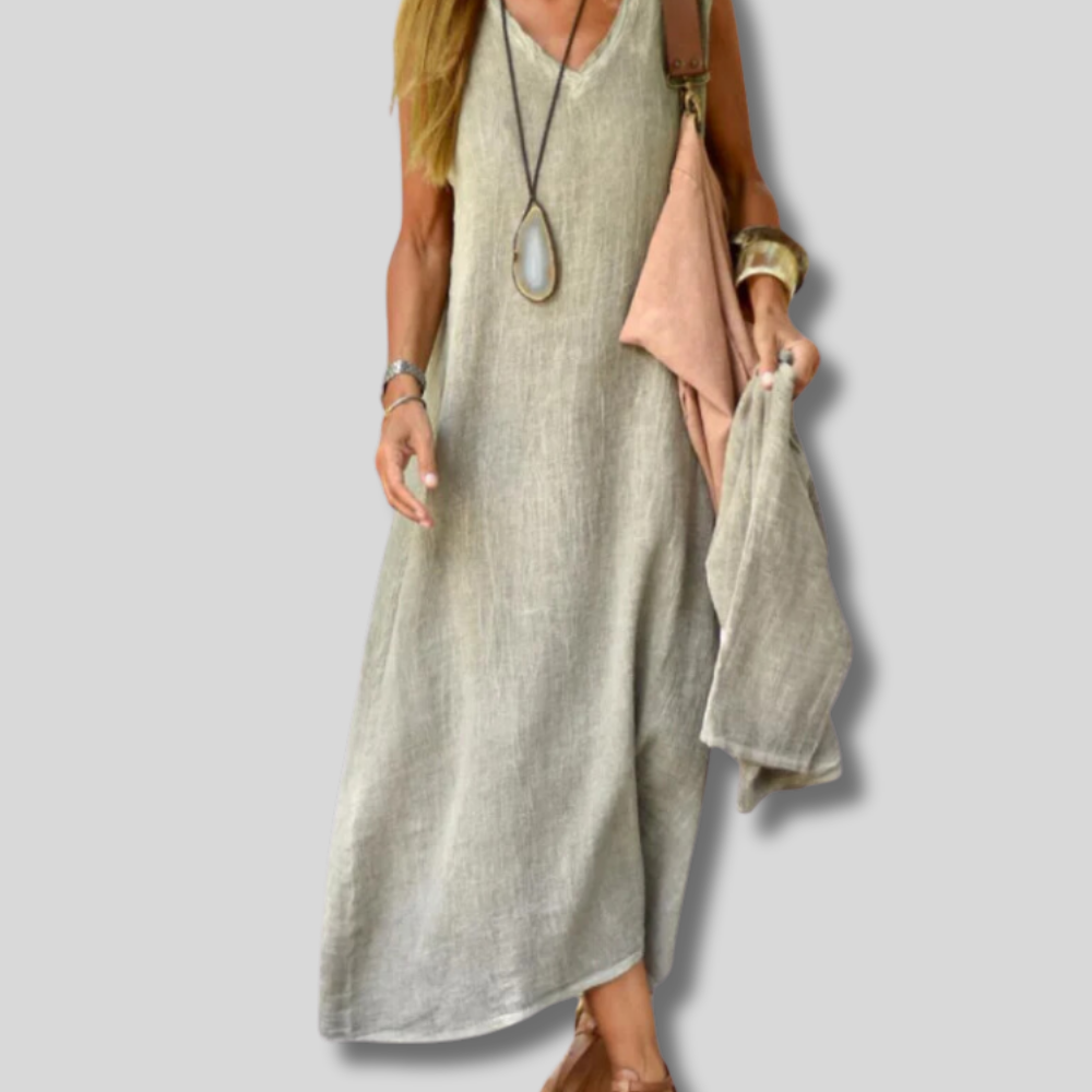 Charlotte - Elegant Women's V-Neck Maxi Dress for Effortless Style