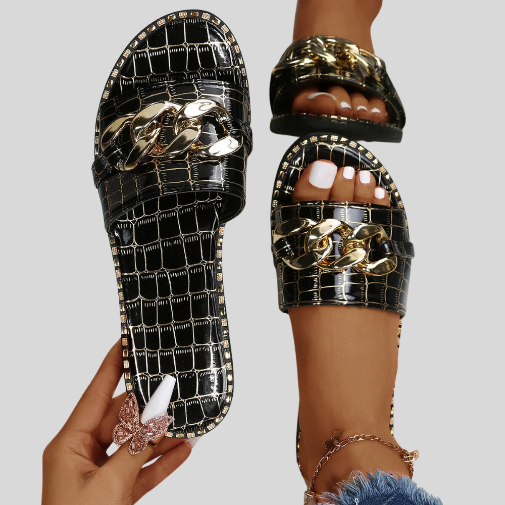 Edith - Stylish Crocodile-Printed Mules