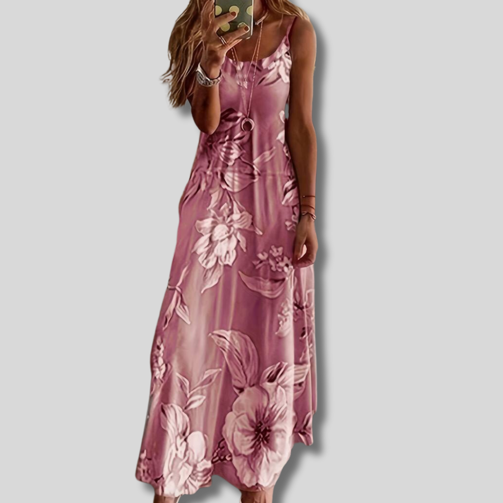 Addison - Elegant Floral-Printed Slim Spaghetti Dress