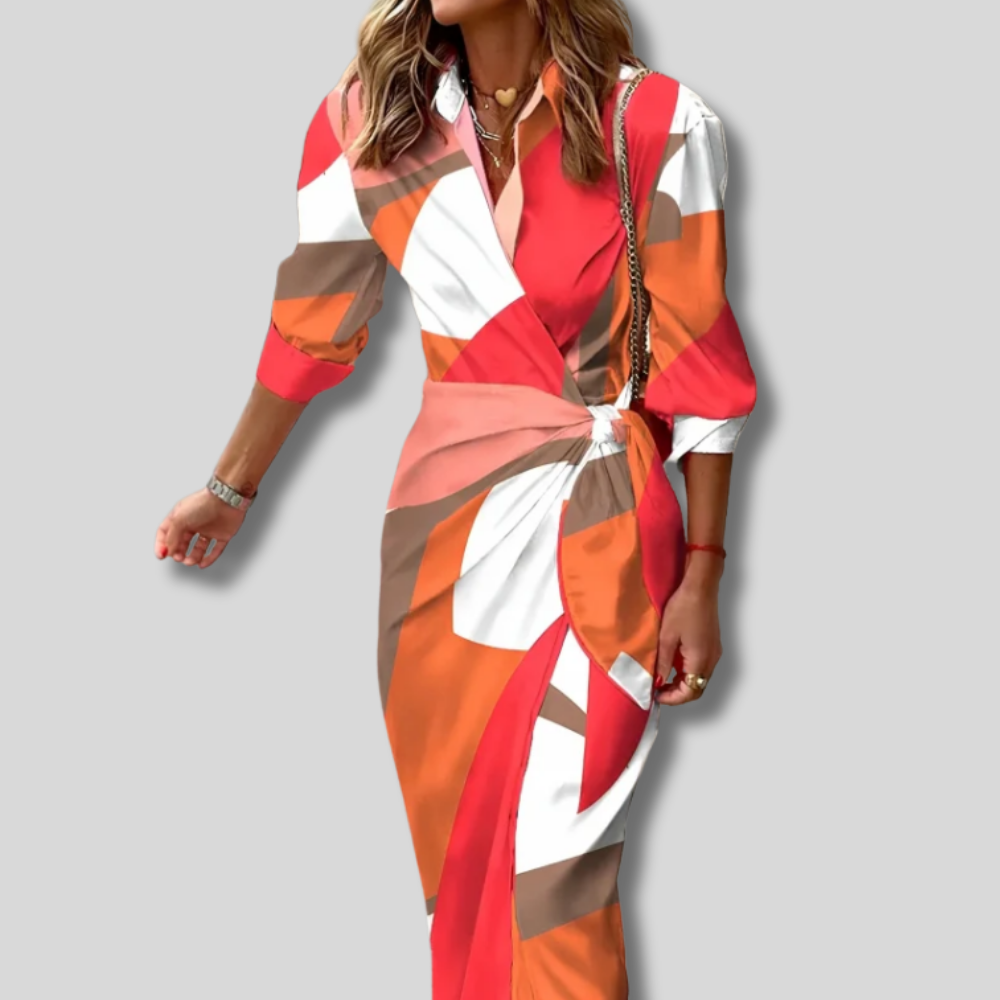 Ayla - Stylish Orange and Pink Summer Dress