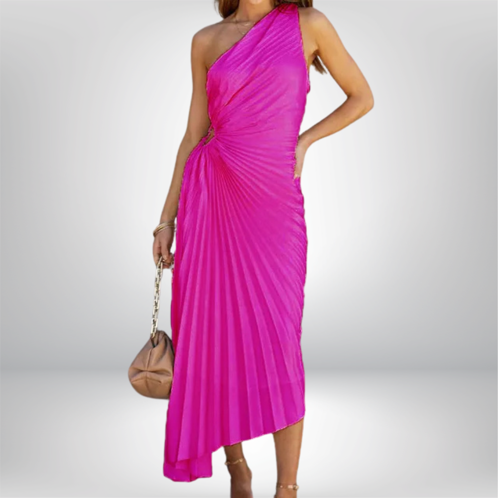 Amina - Chic Irregular Pleat Dress