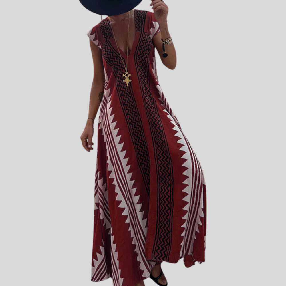 Carla - Stunning Women's Bohemian Maxi Dress Featuring a Chic Geometric Design