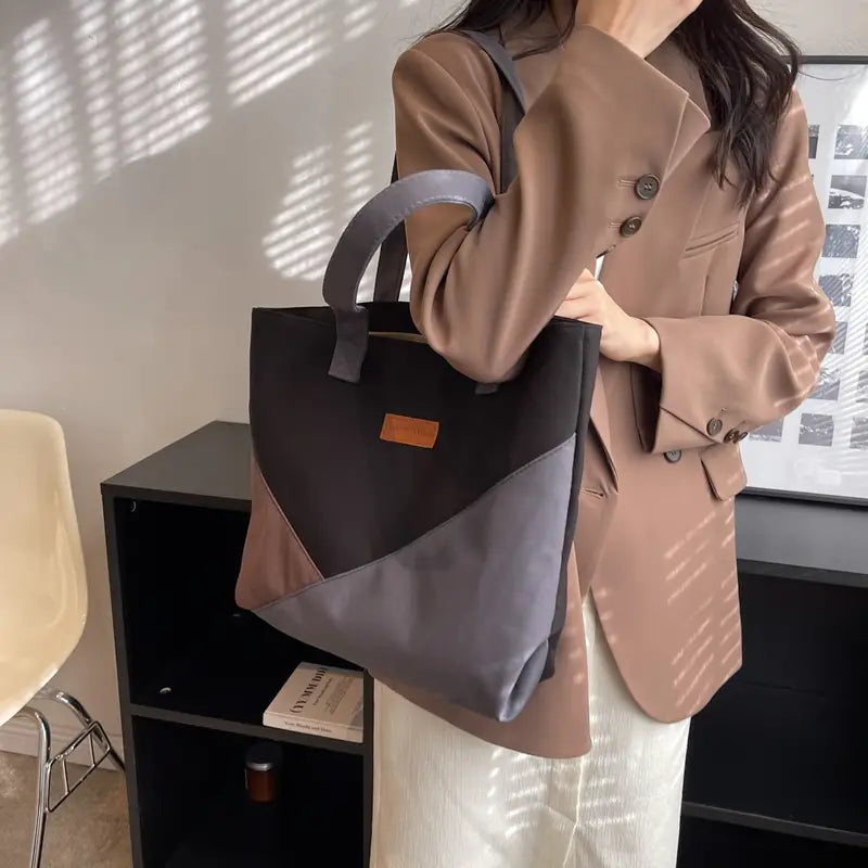Chic Vintage Colourblock Tote Bag - A Stylish Statement Piece!