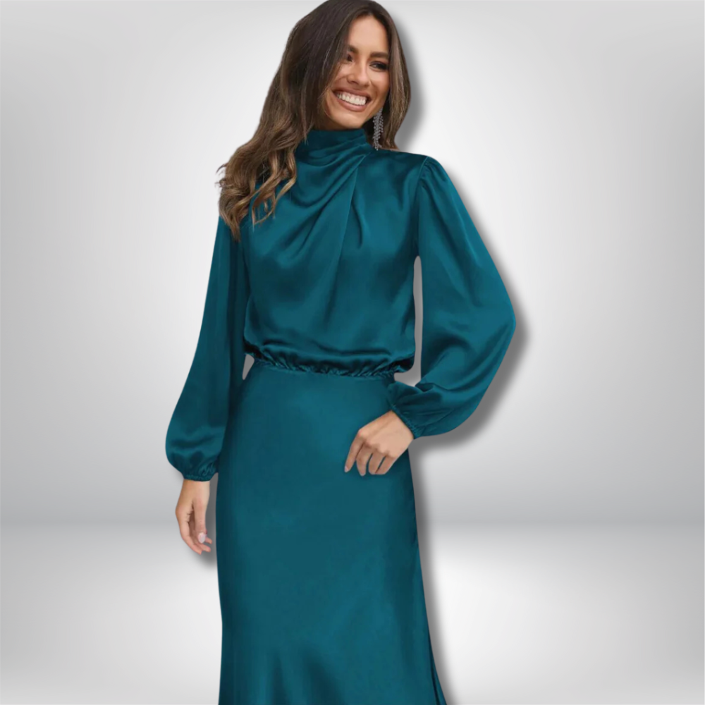 Ellie - Stunning Dress with Luxurious Satin Sleeves