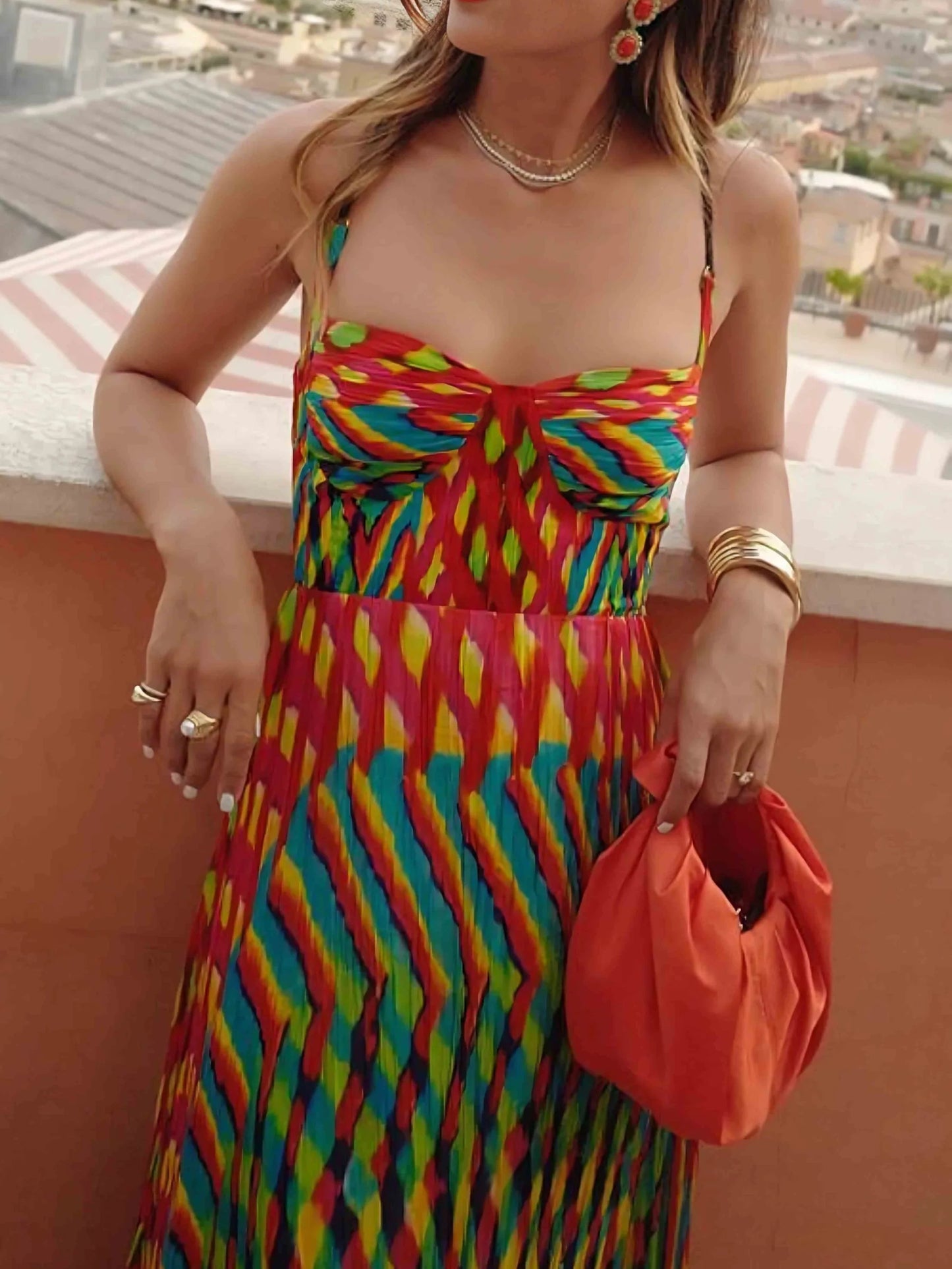 Artemisia® – Elegant Personalized Painted Print A-Line Maxi Dress