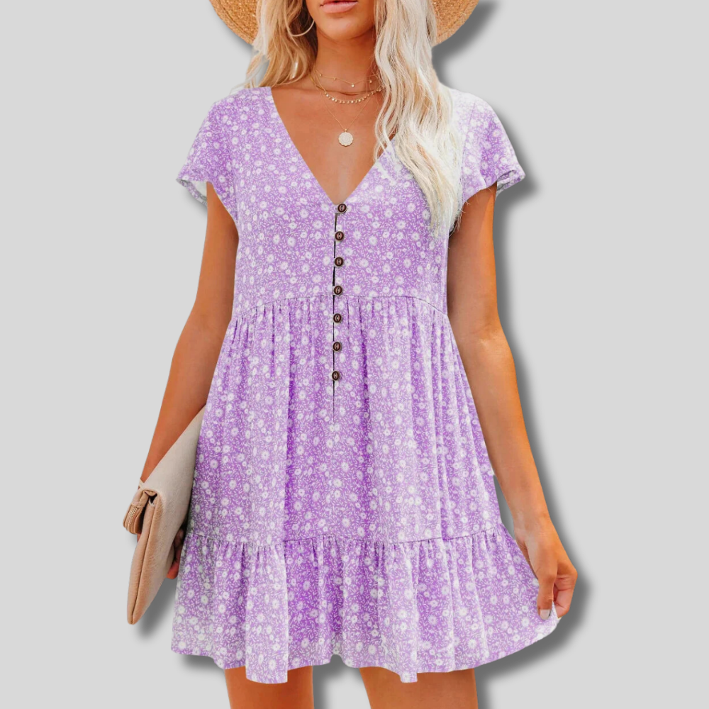 Angela - Effortlessly Stylish V-Neck Casual Dress