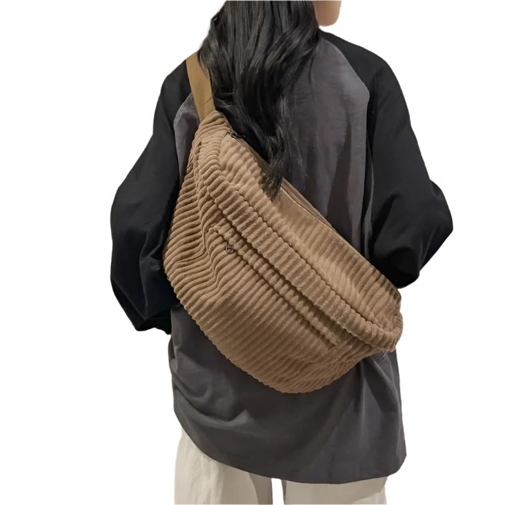 Chic Crossbody Bag Crafted from Luxurious Soft Ribbed Fabric