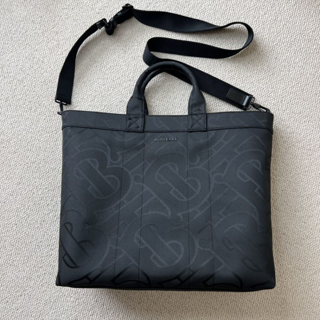 Black Patterned Tote Bag – Lightweight Everyday Carryall with Shoulder Strap