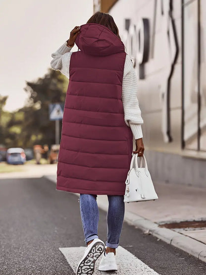 Chic Kiralee Women's Sleeveless Hooded Coat