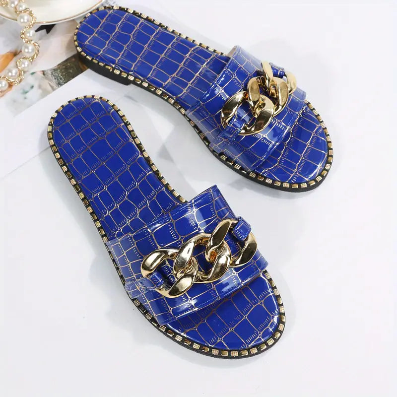 Edith - Stylish Crocodile-Printed Mules