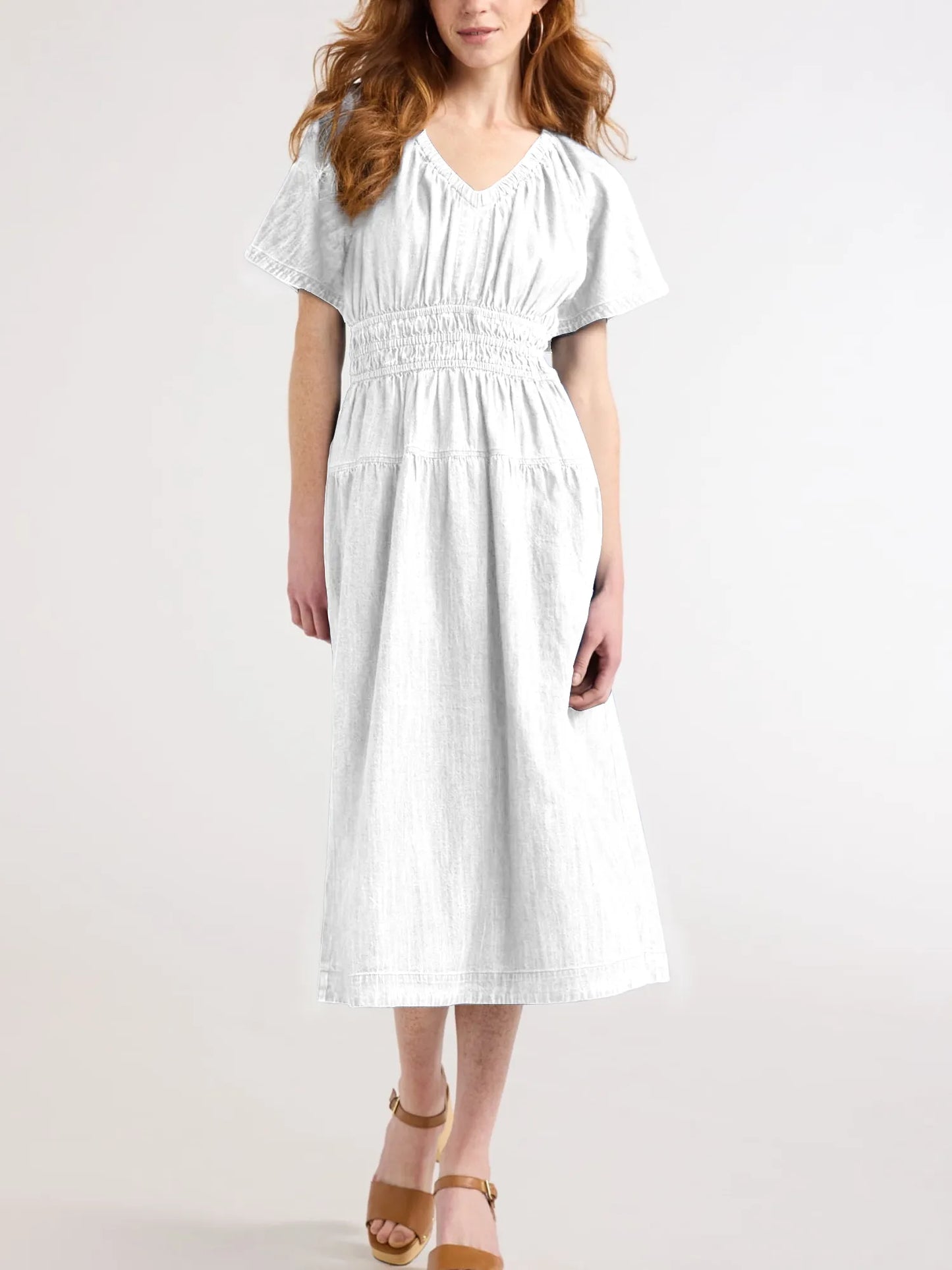 Denivie® – Women's Lightweight Denim Tiered Midi Dress