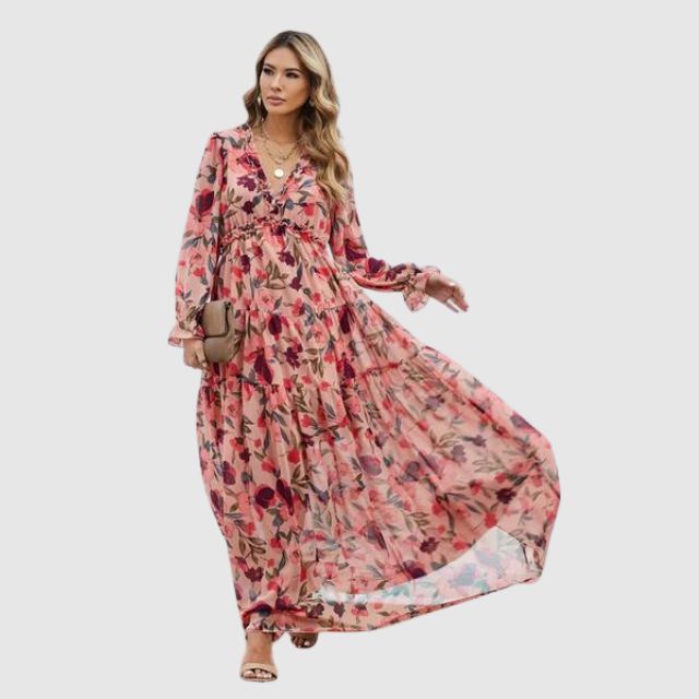 Elegant Floral Chiffon Maxi Dress for a Stylish June Look