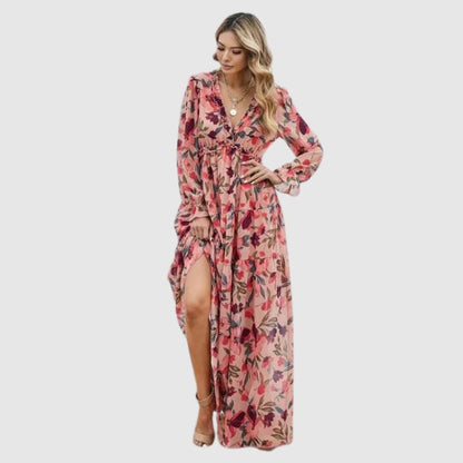 Elegant Floral Chiffon Maxi Dress for a Stylish June Look