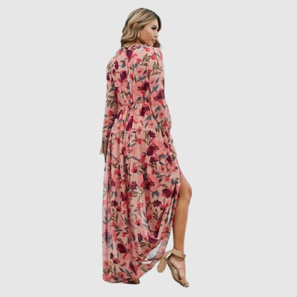 Elegant Floral Chiffon Maxi Dress for a Stylish June Look