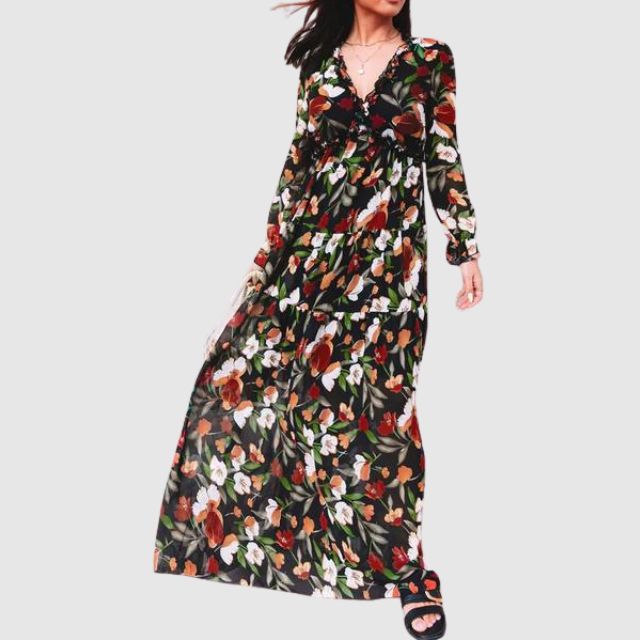 Elegant Floral Chiffon Maxi Dress for a Stylish June Look