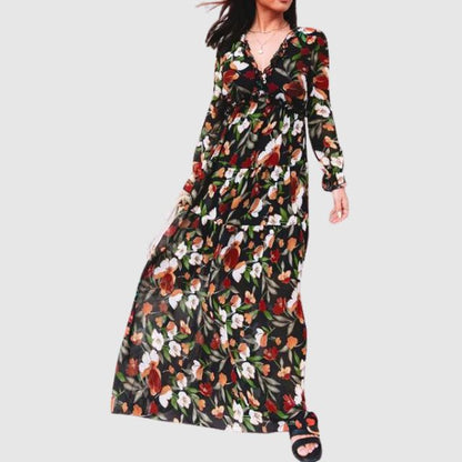 Elegant Floral Chiffon Maxi Dress for a Stylish June Look