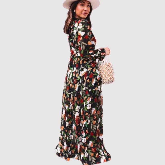 Elegant Floral Chiffon Maxi Dress for a Stylish June Look