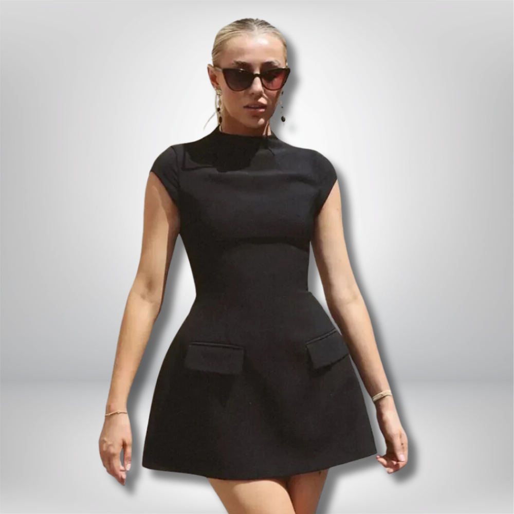 Mabelm - Chic Mini Dress with Sleek Pockets