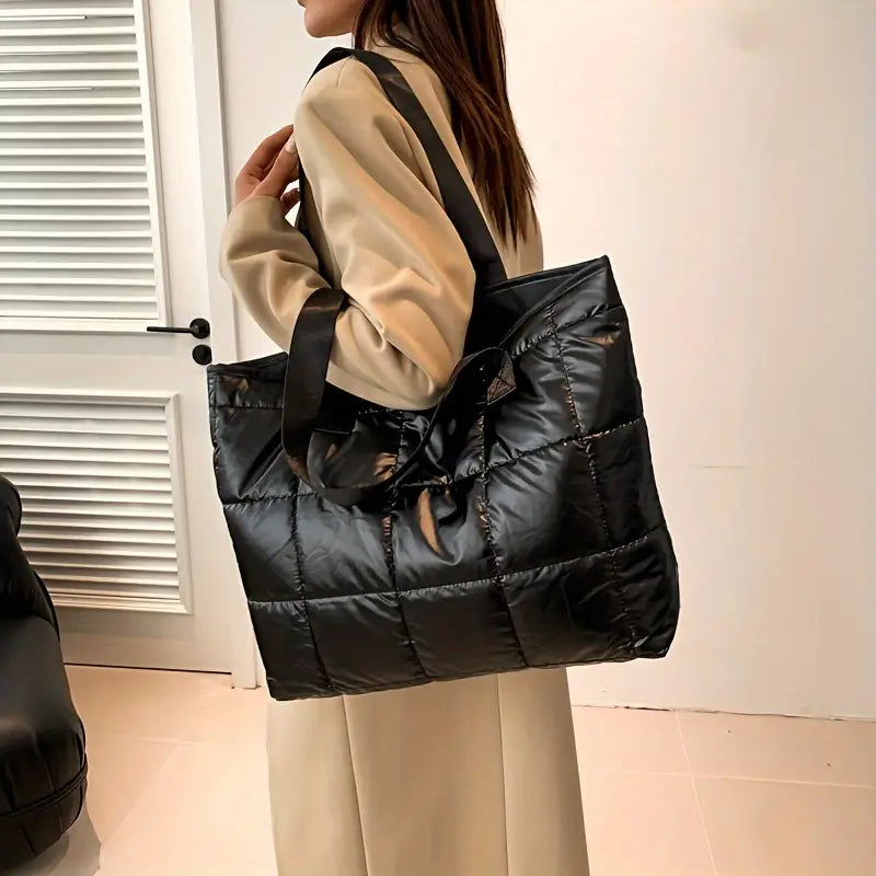 Chic and Cozy Black Puffy Shoulder Bag