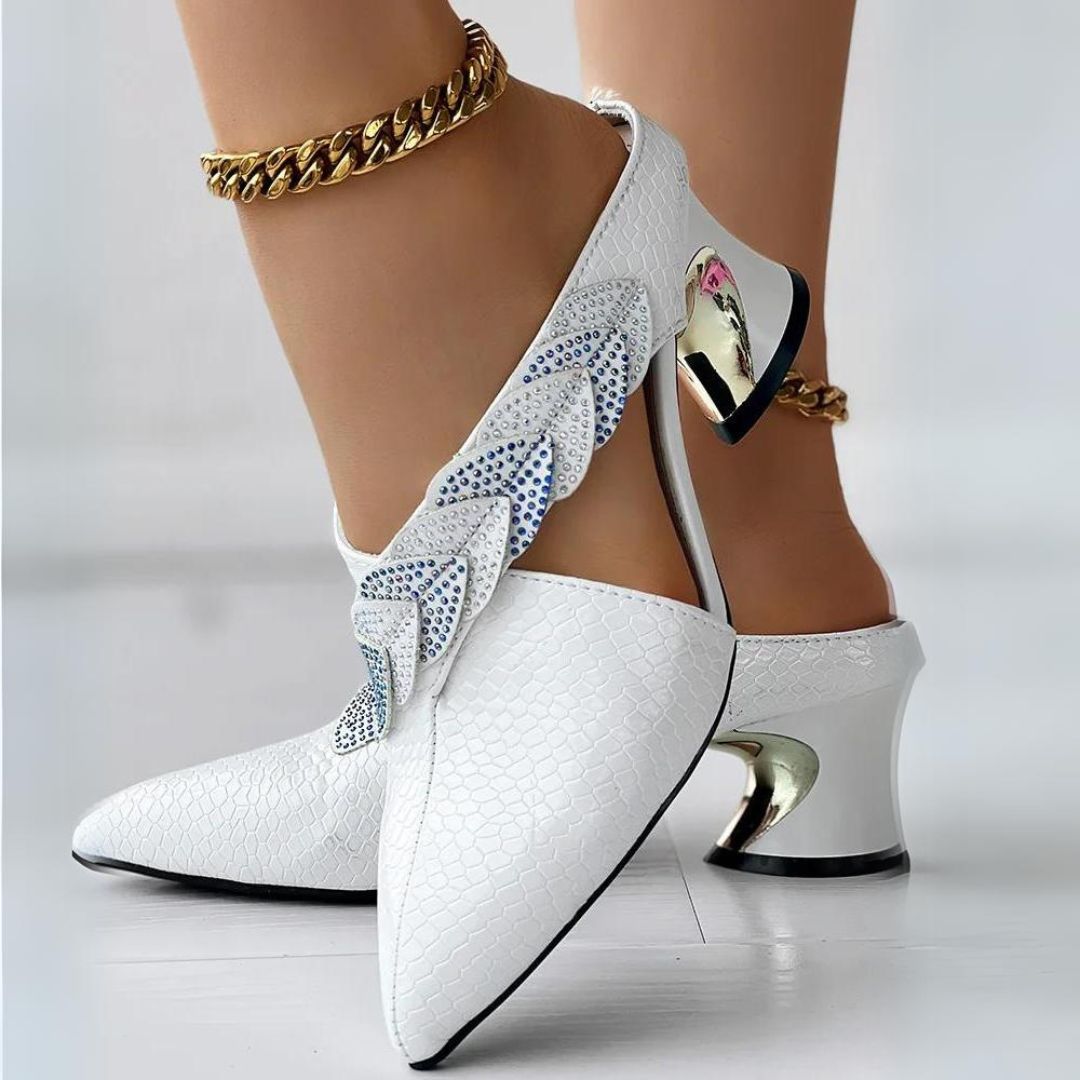 Anella - Elegant Lace Mules with Chic Braided Strap Design