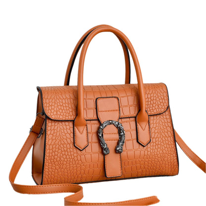 Elena - Elegant Black Handbag Featuring a Chic Crocodile Design