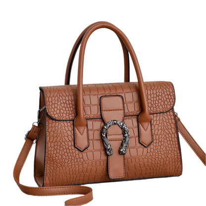 Elena - Elegant Black Handbag Featuring a Chic Crocodile Design