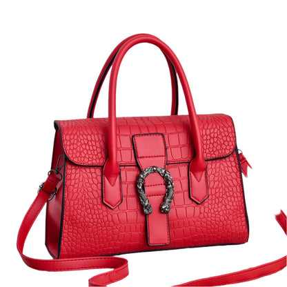 Elena - Elegant Black Handbag Featuring a Chic Crocodile Design