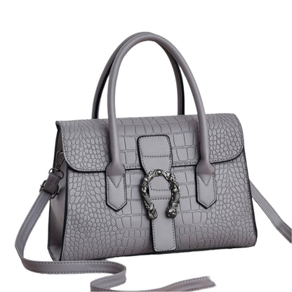 Elena - Elegant Black Handbag Featuring a Chic Crocodile Design