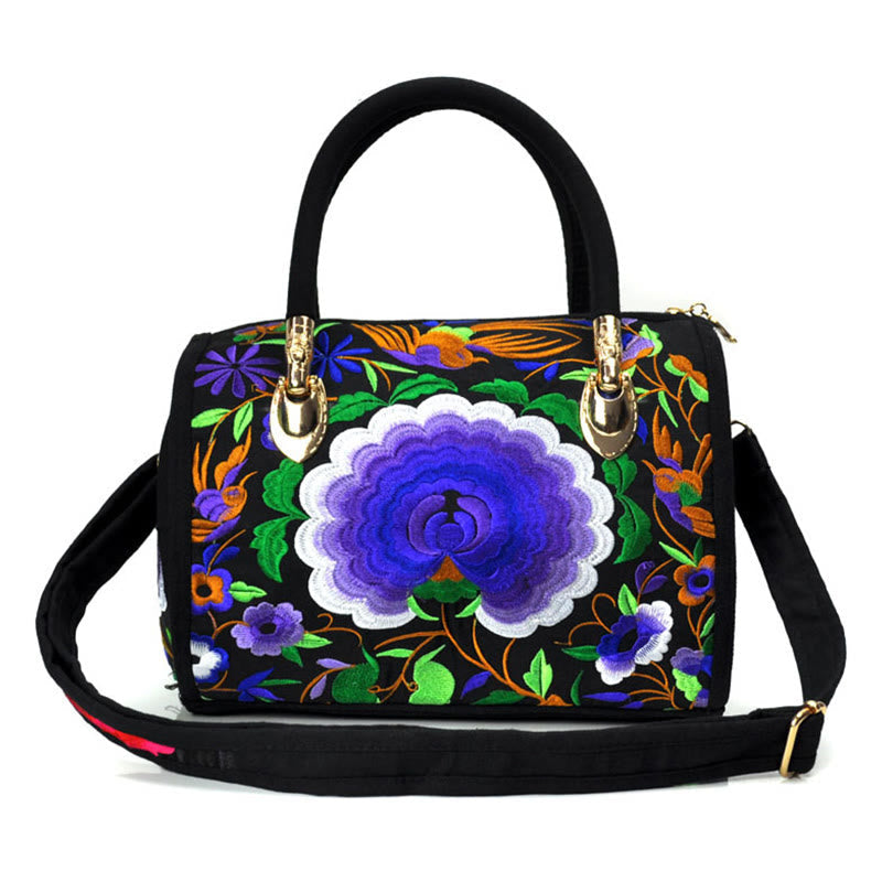 Reversible Embroidered Canvas Tote and Crossbody Bag