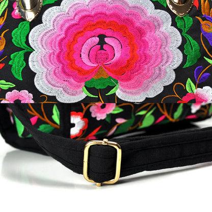 Reversible Embroidered Canvas Tote and Crossbody Bag