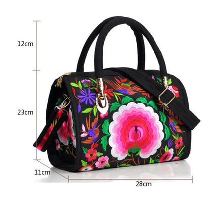 Reversible Embroidered Canvas Tote and Crossbody Bag