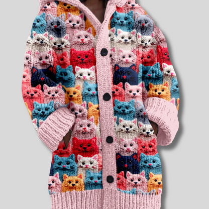 Idnira - Snuggly Autumn Cats Hoodie Cardigan for Maximum Comfort