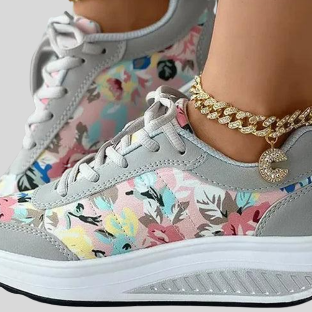 Lisa - Trendy Floral Print Athletic Sneakers for Women