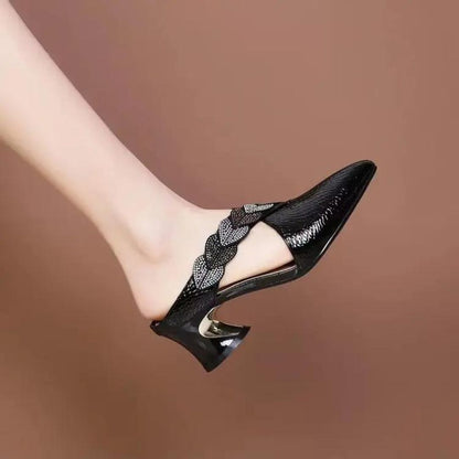 Anella - Elegant Lace Mules with Chic Braided Strap Design