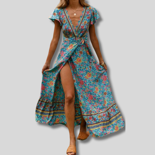 Corinne - Elegant Women's Maxi Dress with Flattering Slit Detail