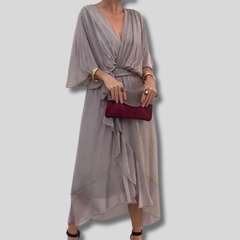 Sophisticated Elegance - V-Neck Dress for Women - Perfectly Comfortable Fit