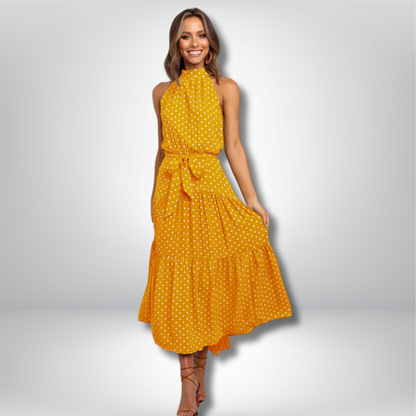 Zuri - Chic Long Polka Dot Dress for Effortless Style
