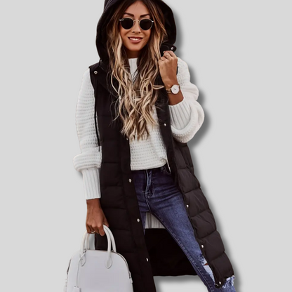 Chic Kiralee Women's Sleeveless Hooded Coat