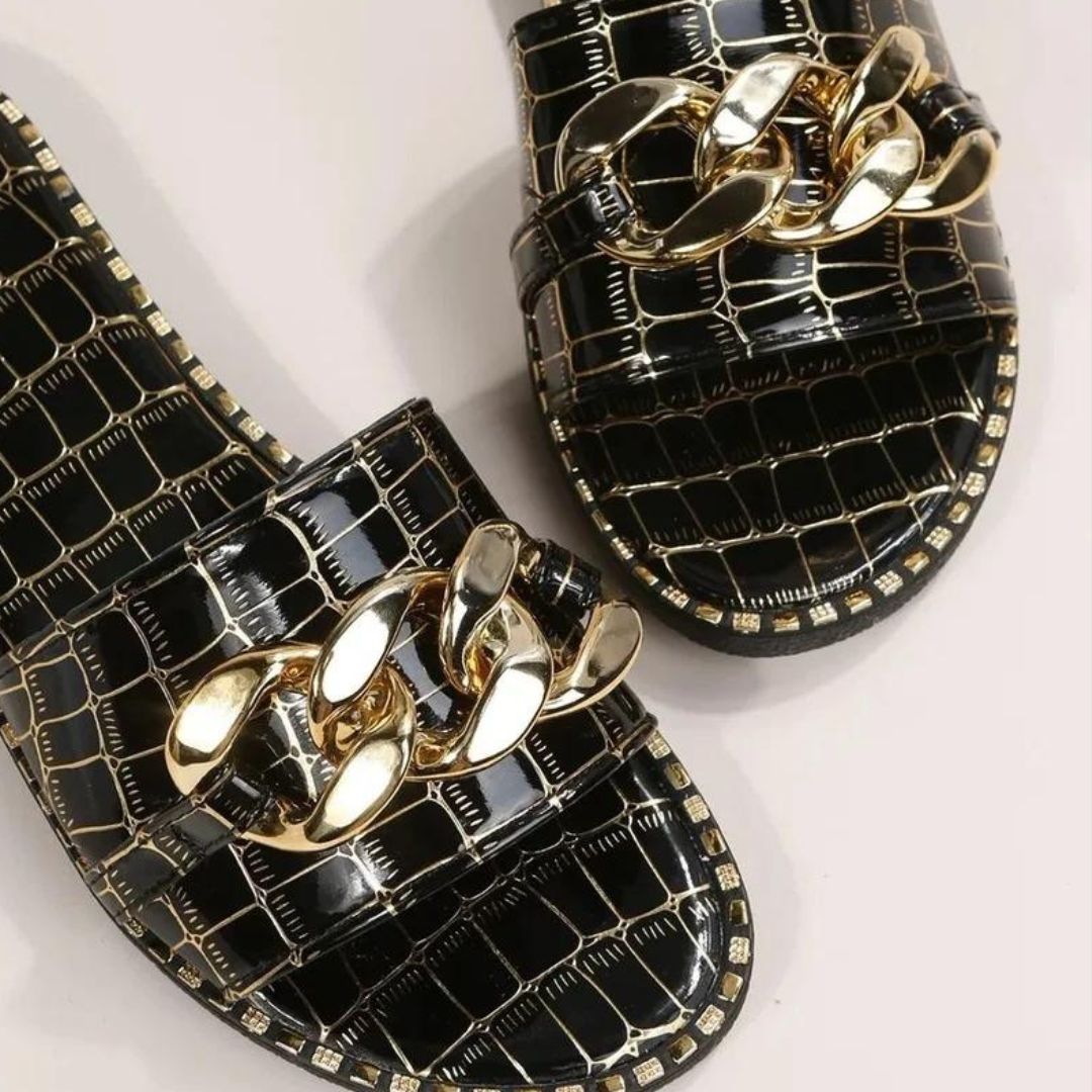 Edith - Stylish Crocodile-Printed Mules