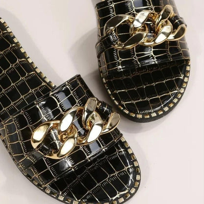 Edith - Stylish Crocodile-Printed Mules