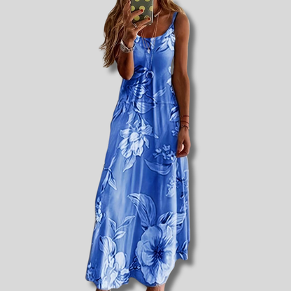 Addison - Elegant Floral-Printed Slim Spaghetti Dress