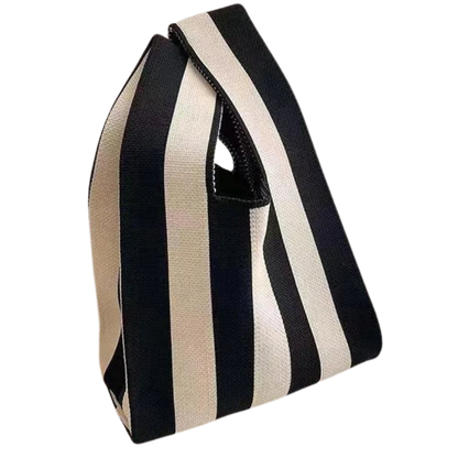 Chic Striped Canvas Tote Bag
