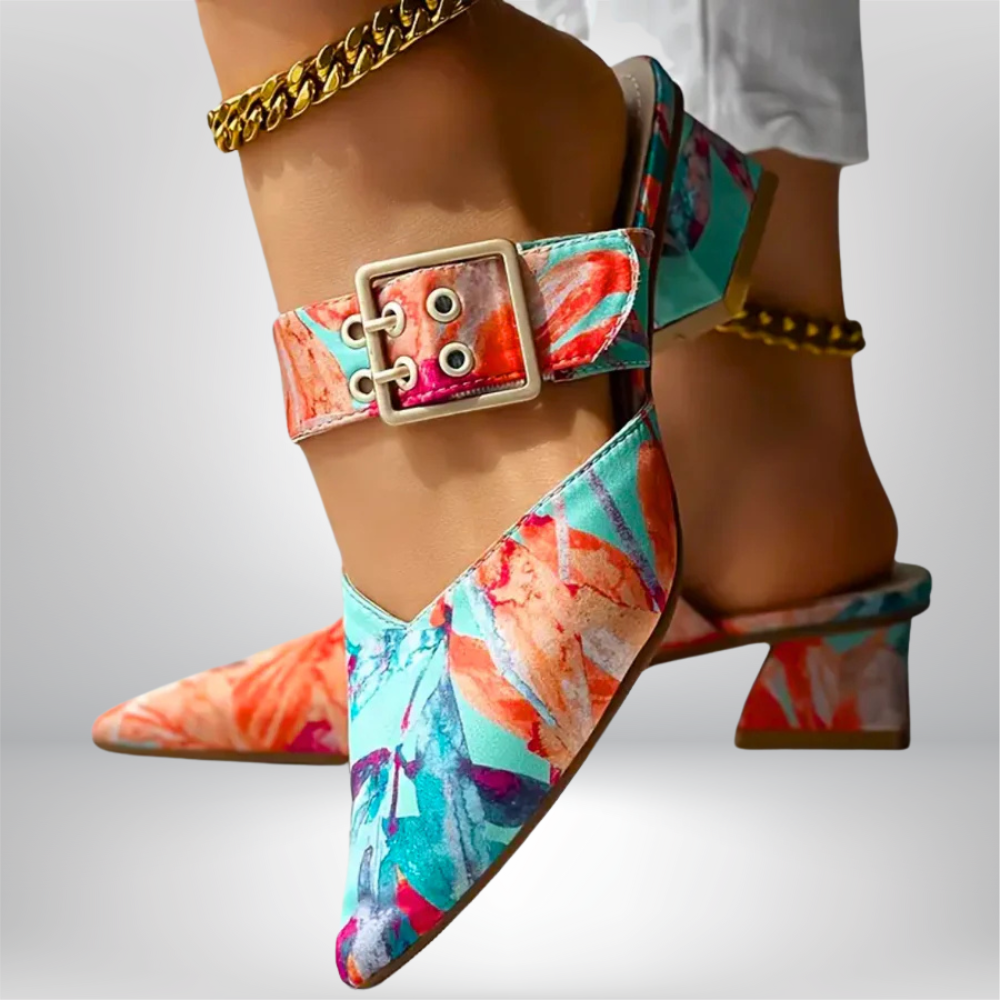 Elegant Rose-Design Heeled Sandals by Chelsea