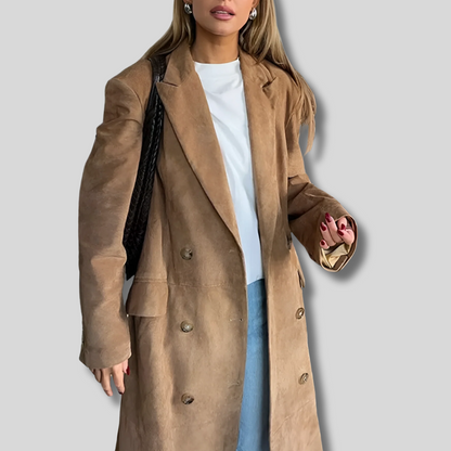 Maya - Luxurious Suede Long Coat for Women