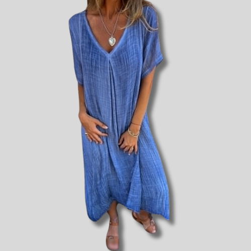 Kayla - Flowy Long Cotton Dress for Effortless Style